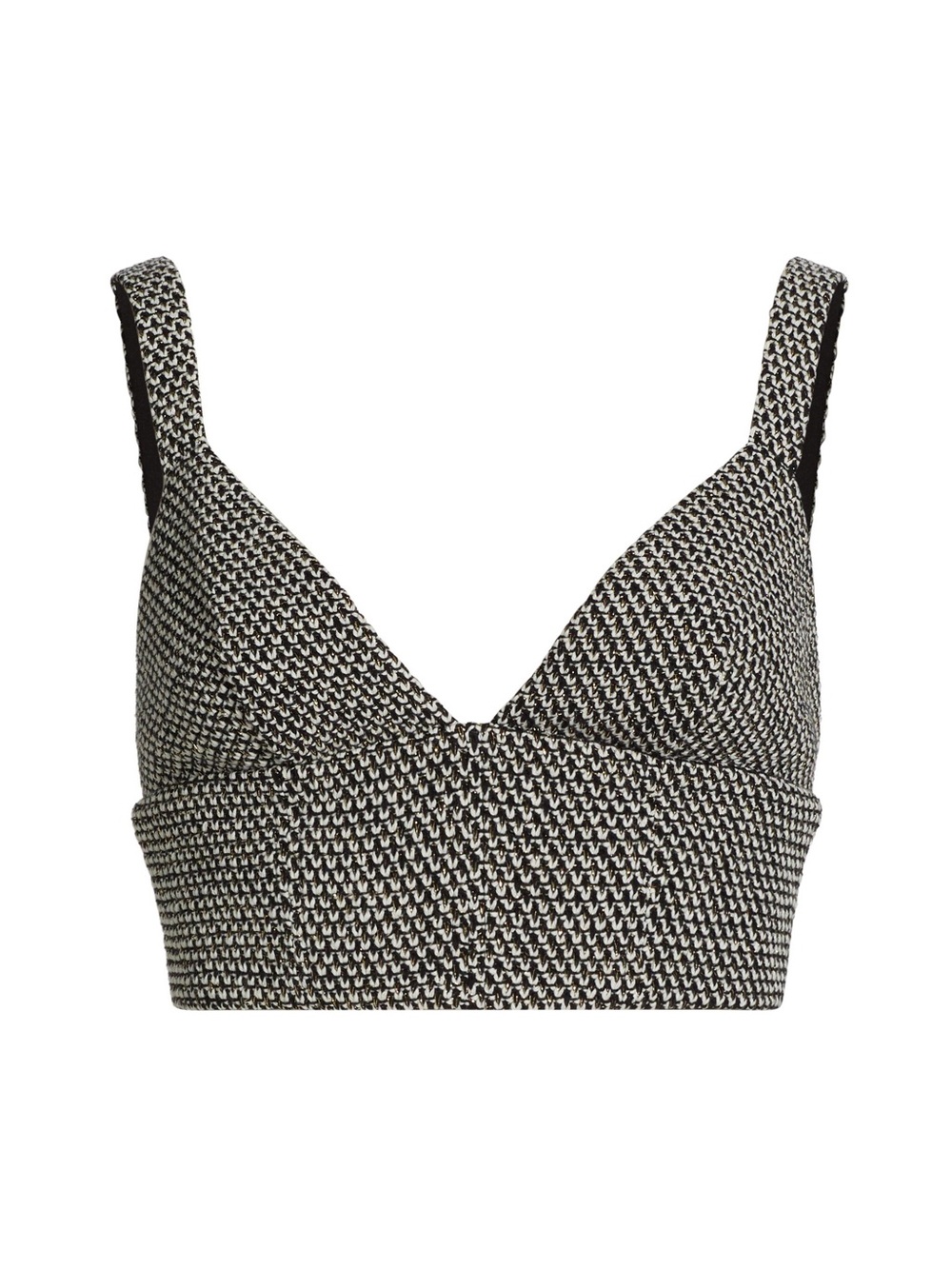 L'AGENCE Black and White Knit Bralette Top